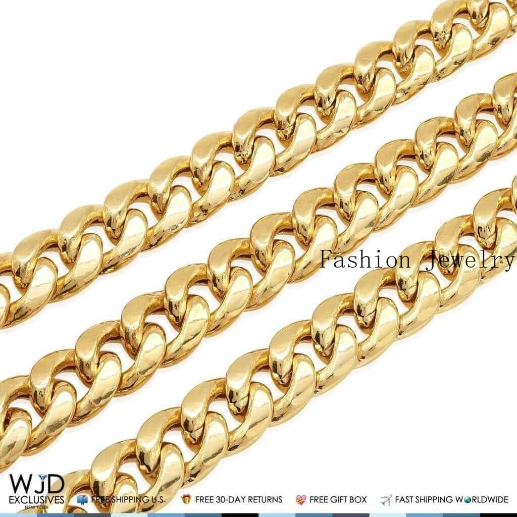 14K Yellow Gold 13mm Miami Cuban Chain Box Clasp (Hollow) 30″