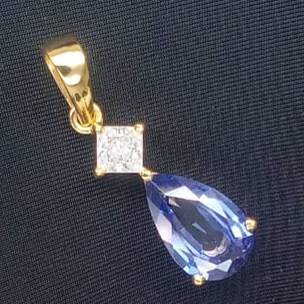 5.50ct Pear Cut Natural Tanzanite Gemstones Diamond Pendant Real 14K Yellow Gold