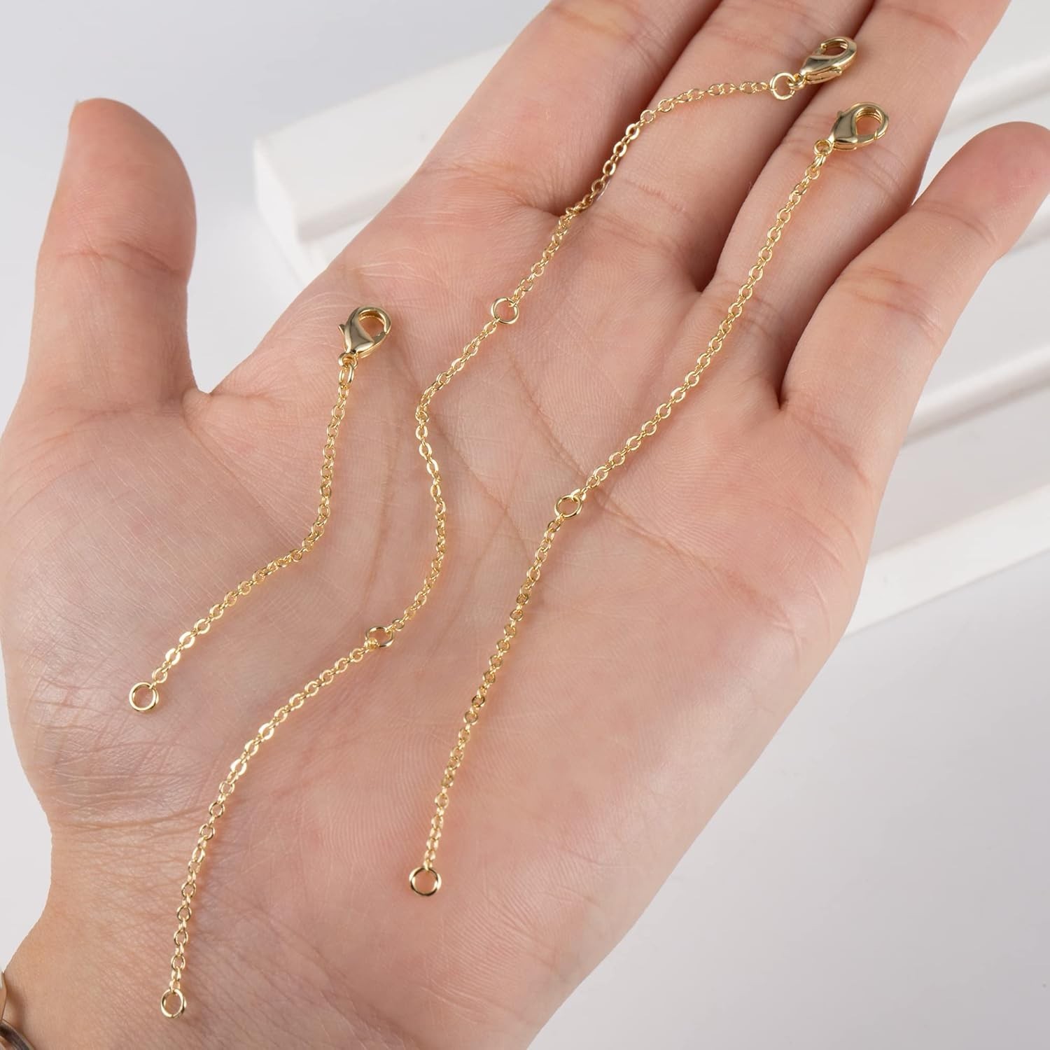 Gold Necklace Extenders,14K Gold Chain Extenders with Lobster Clasp, Durable Pla