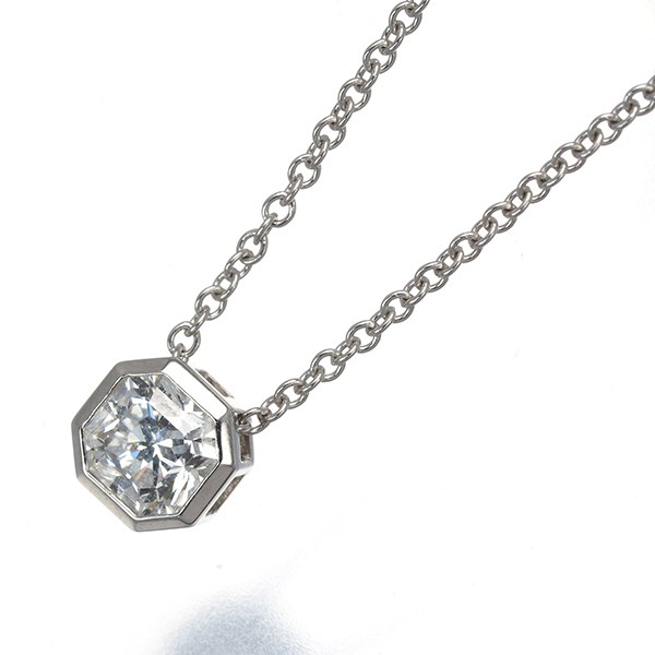 Auth Tiffany&Co. Necklace Diamond 0.4ct Lucida Solitaire 950 Platinum