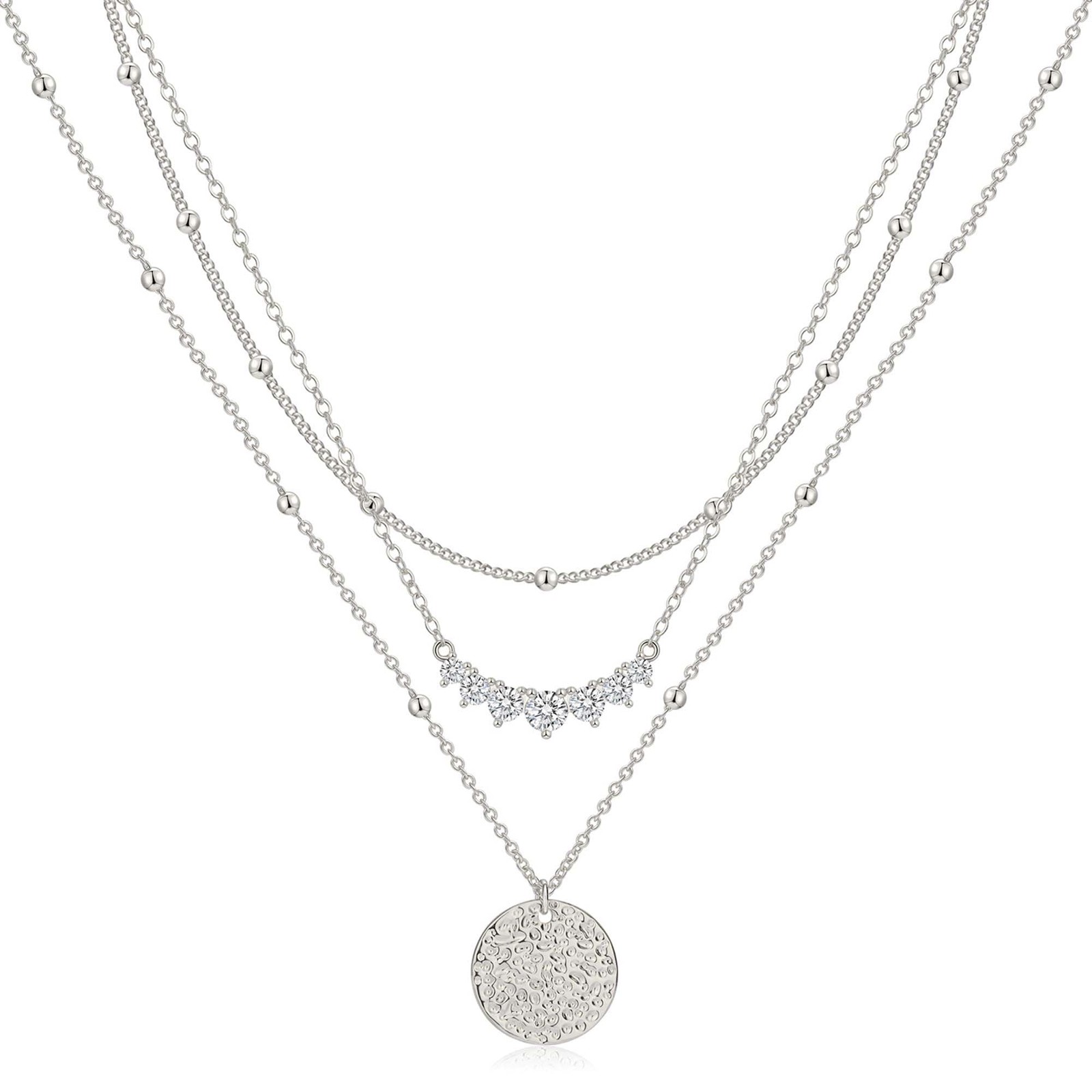 Layered Silver Necklaces for Women, Stackable Stack Necklaces for Women Trendy L