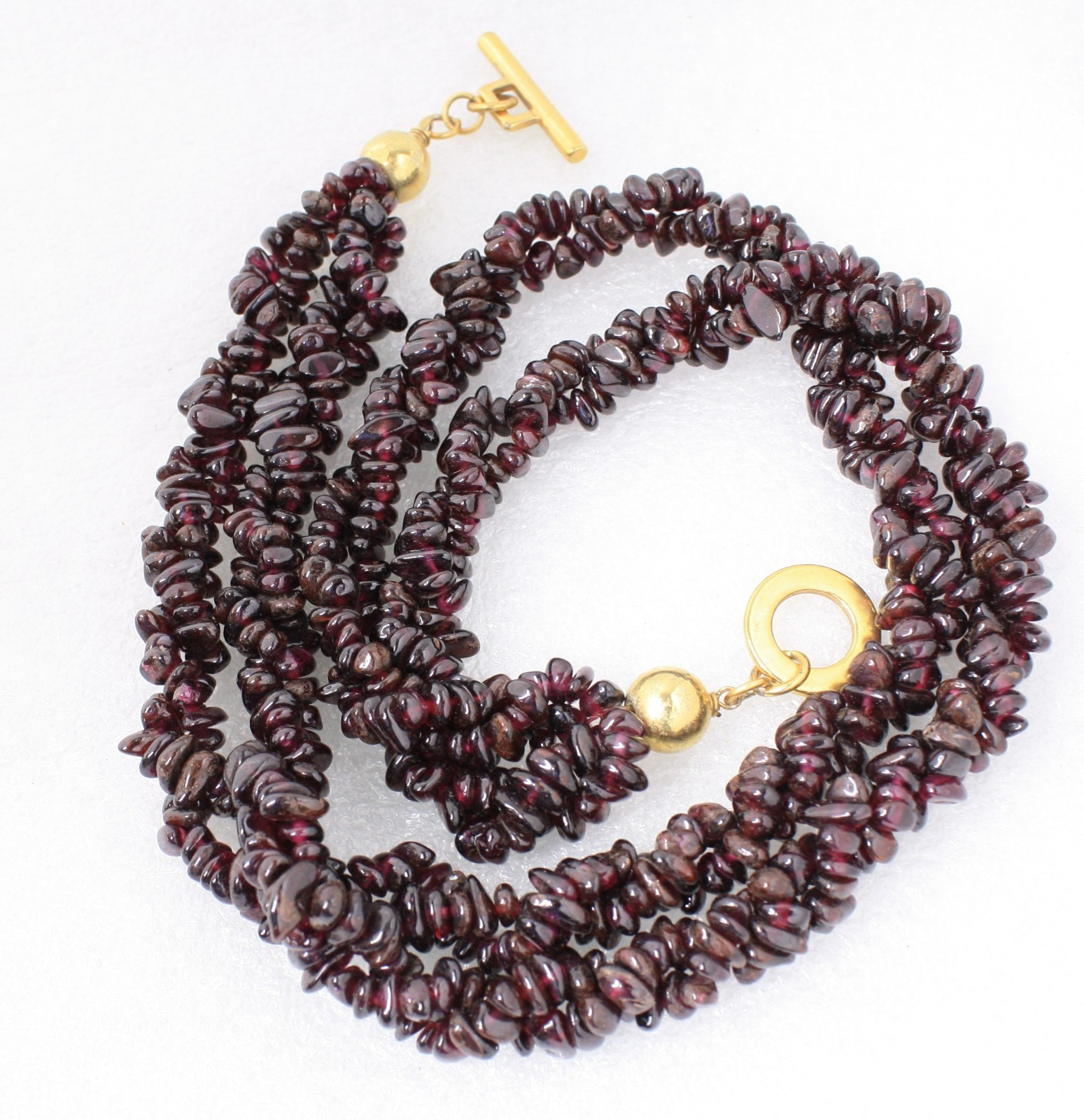 Multi-strand Natural Garnet Nuggets Necklace 18″ 138g
