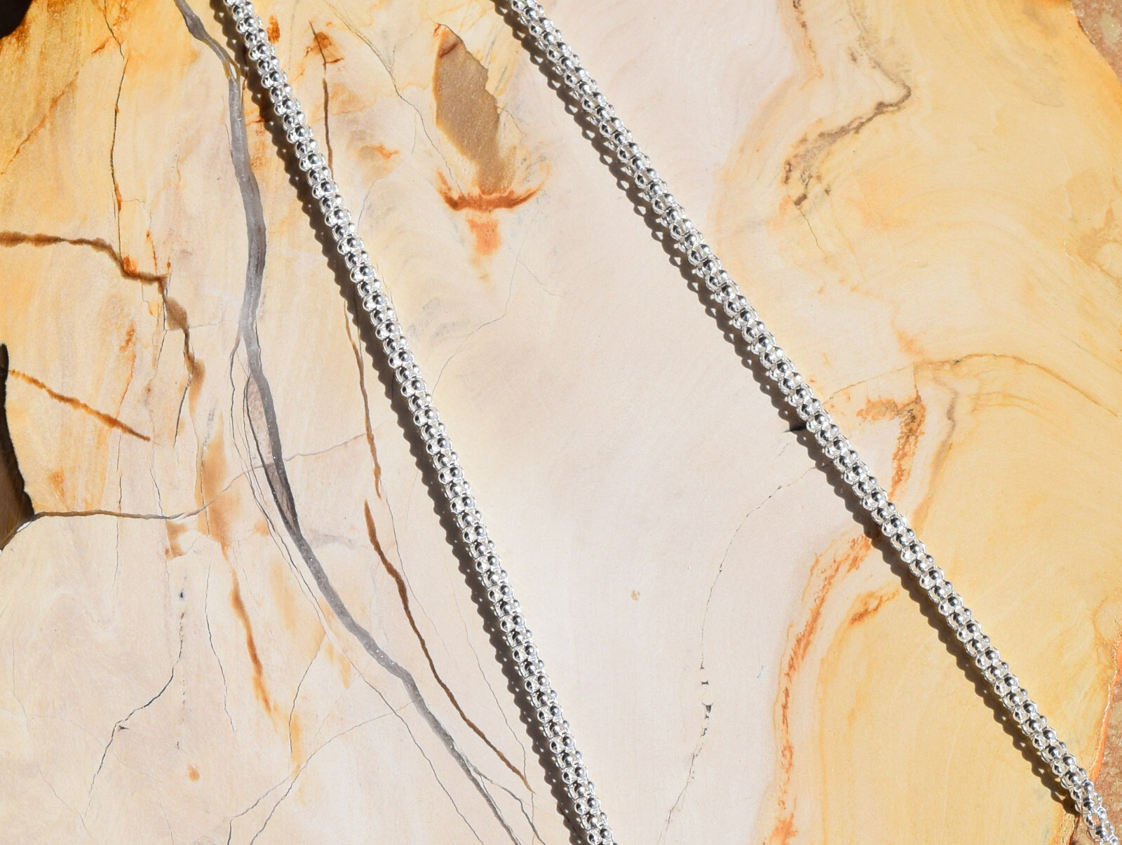 20 Inch Popcorn Chain 1.7mm .925 Sterling Silver Necklace 9mm Lobster Clasp