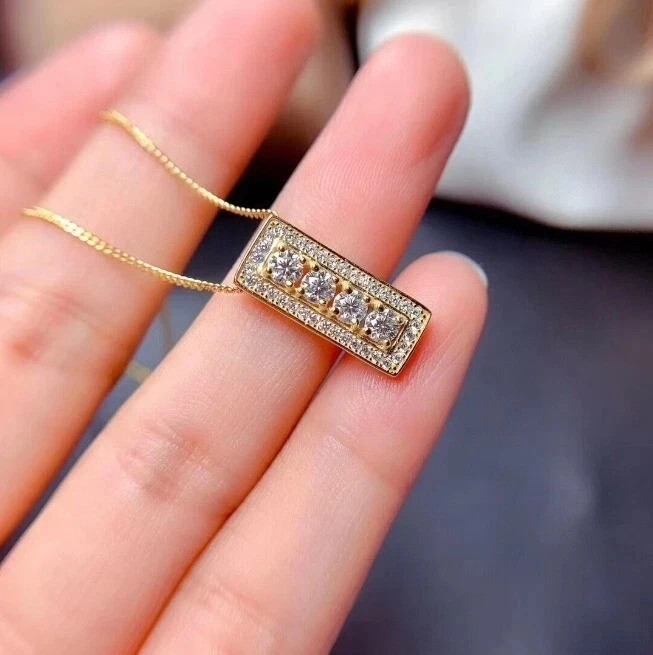 14K Yellow Gold Plated In 2Ct Round Cut Moissanite Stunning Charm Pendant