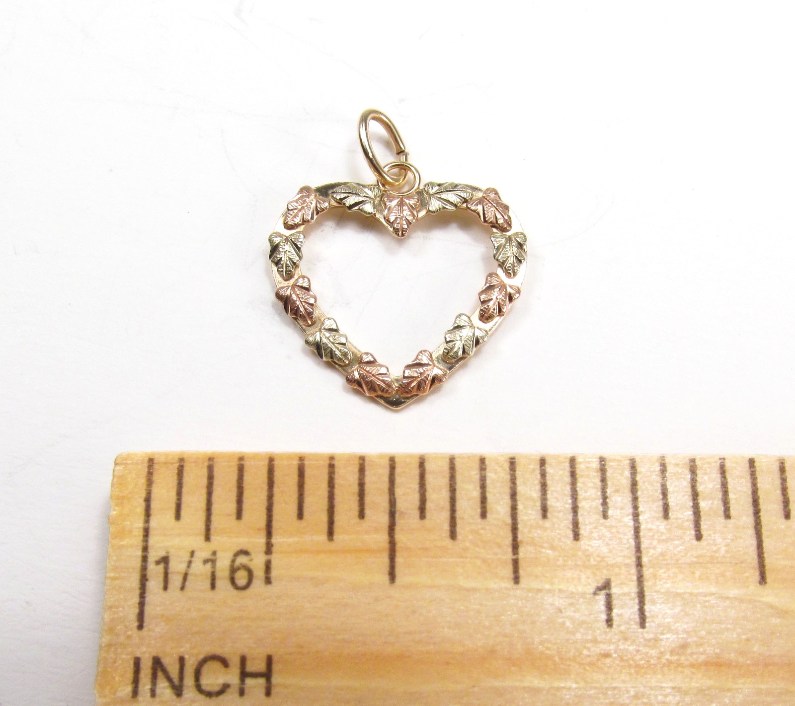 Vintage Coleman Co. CCO Black Hills USA 10K Gold Love Heart Grape Leaves Pendant