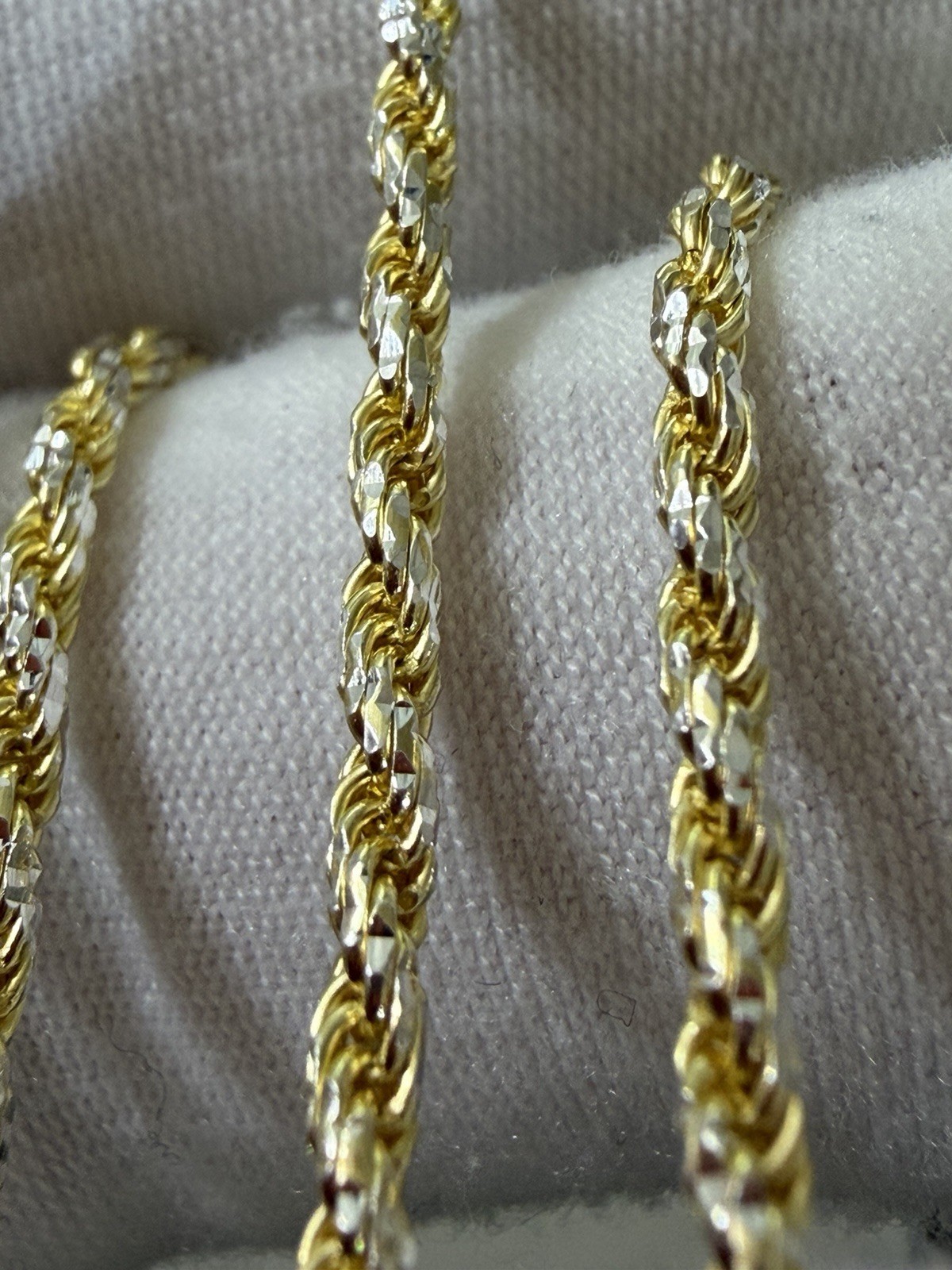 22 inch 2.2mm – Gold Over 925 Sterling Silver Two Tone Rope Chain