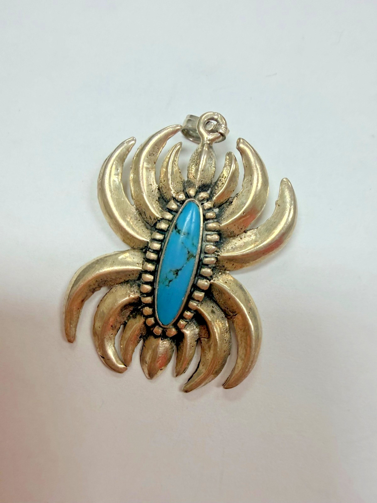 Unknown Designer Sterling Silver Light Blue Stone Drop Pendant [115DuW]