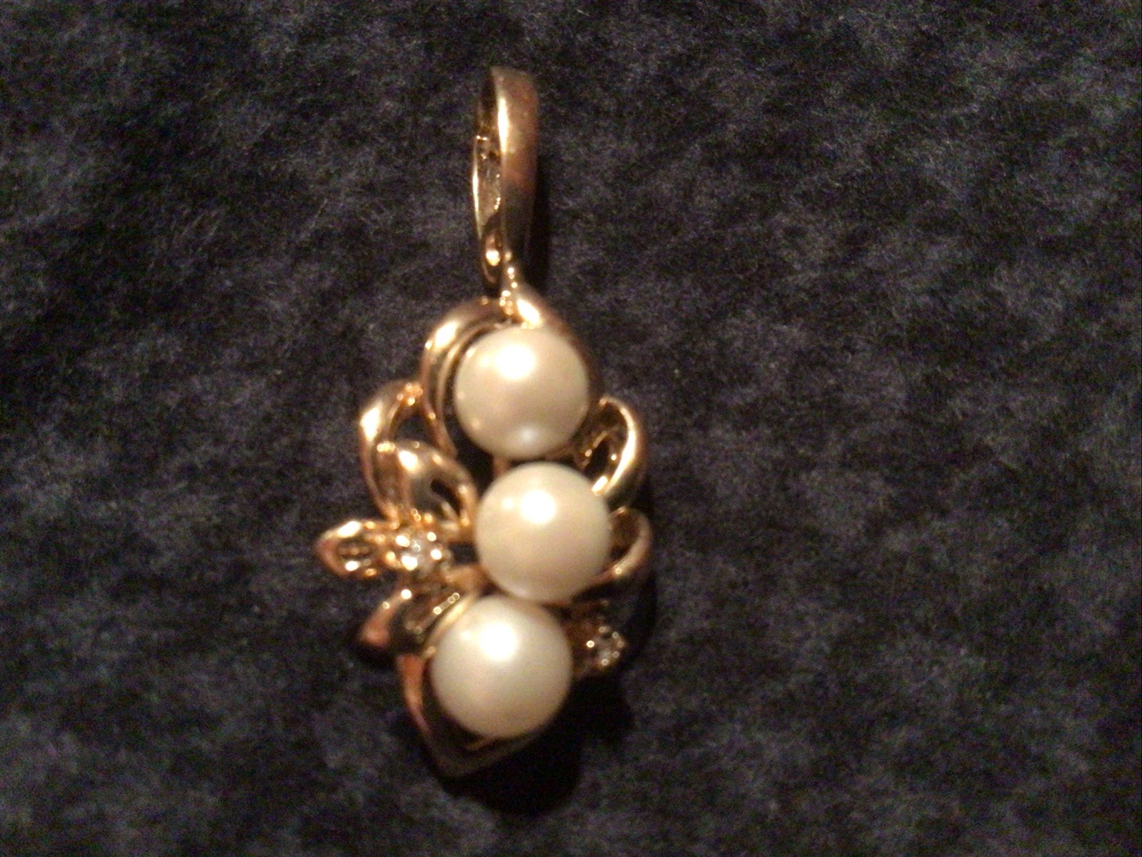 14k Gold Pearl Diamond Charm Pendent Enhancer Pearls Heavy 3.4 Grams