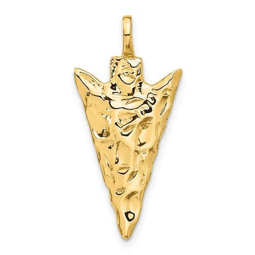 14K YELLOW GOLD TEXTURED ARROW HEAD CHARM / PENDANT – 3.4 GRAMS – 1.2″