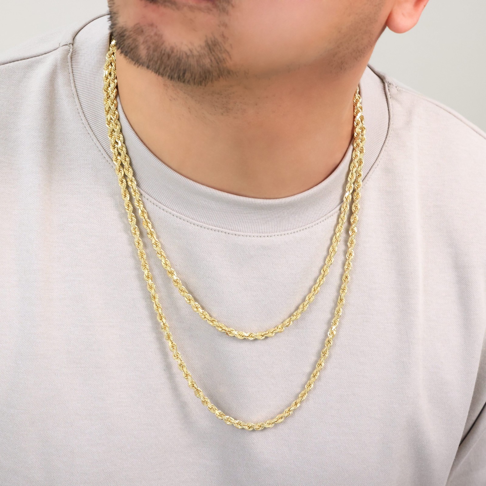 18k Yellow Gold Diamond Cut Rope Chain 2mm-5mm Necklace Mens Womens 16″- 28″