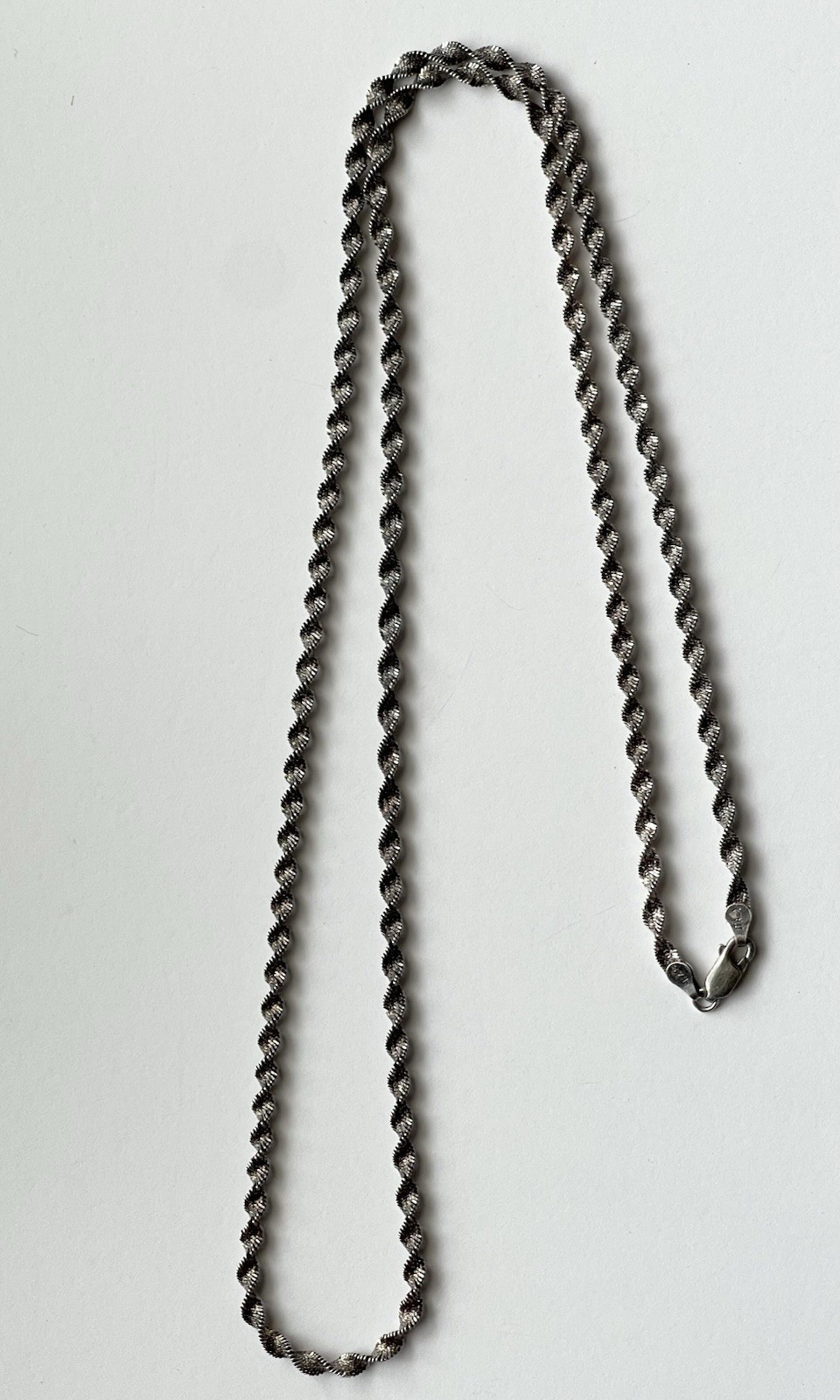 Vintage FAS Italy STERLING SILVER 925 TWISTED CHAIN CLASP NECKLACE 14 G 28”