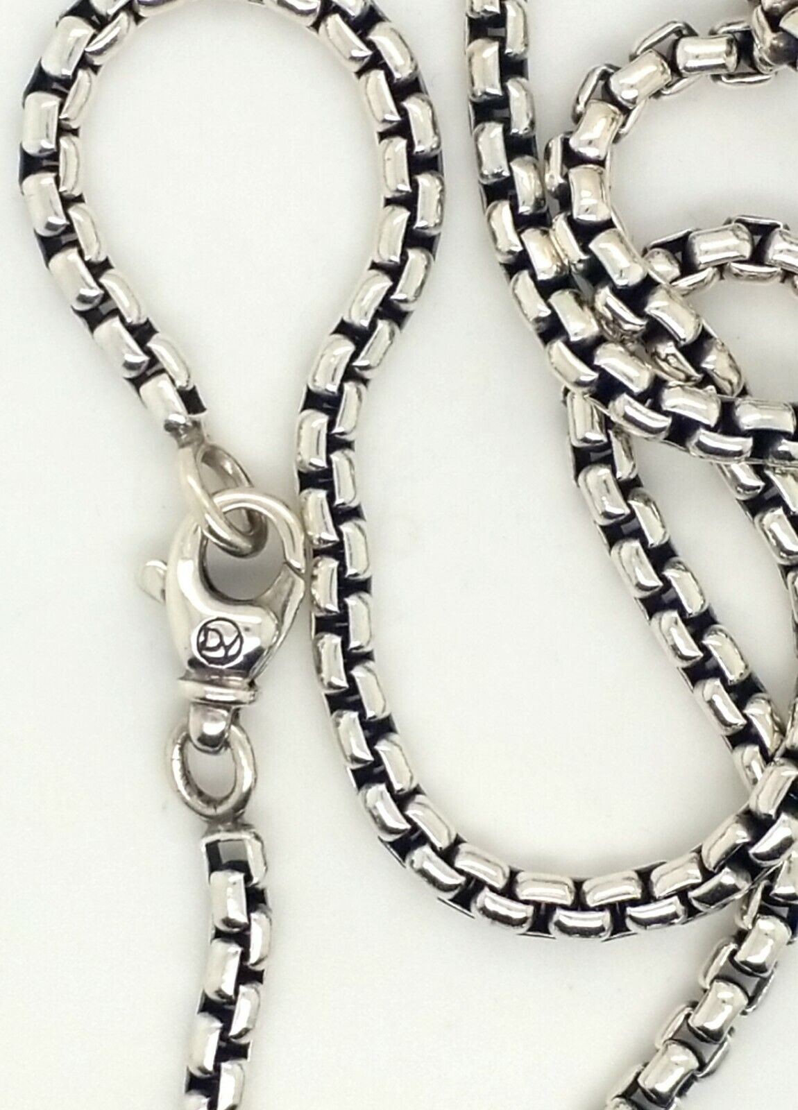 22″ David Yurman 925 Silver Neckace with Carved Tigers Eye Chevron Pendant