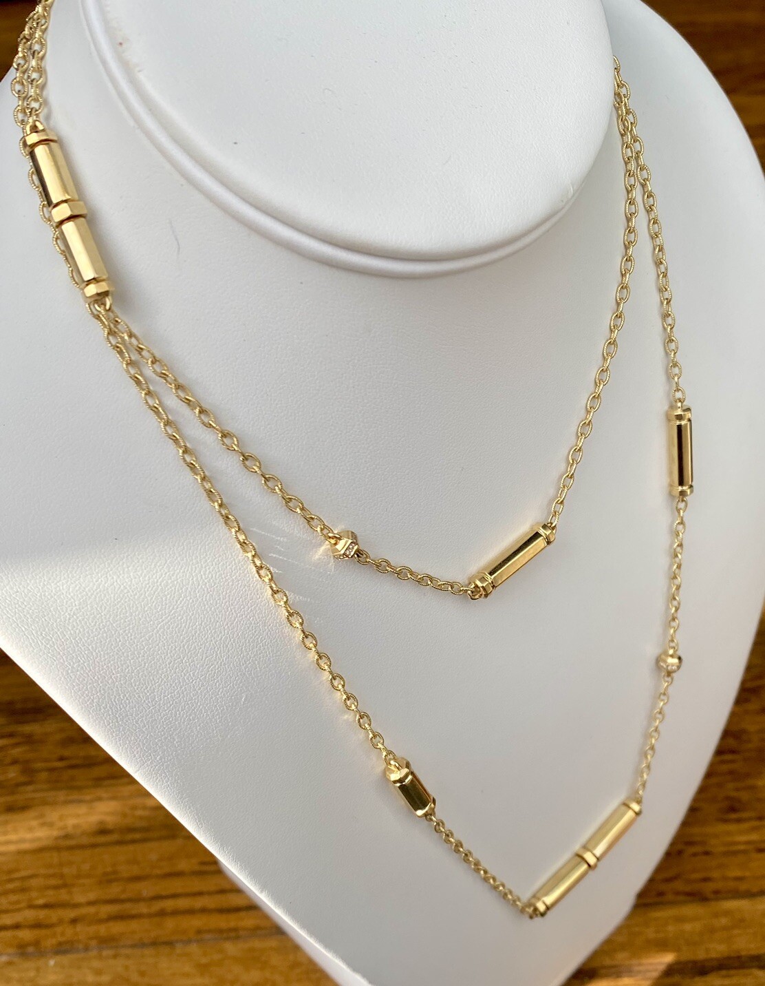 David Yurman 18k Gold Diamond Barrels Lexington Necklace 36” 31g Brand New NWT