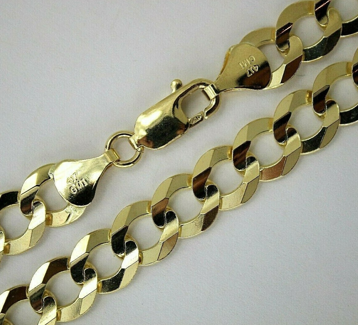 10K Solid Gold Cuban Link Chain Necklace Bracelet for Men Women 2mm~13mm 7″~30″