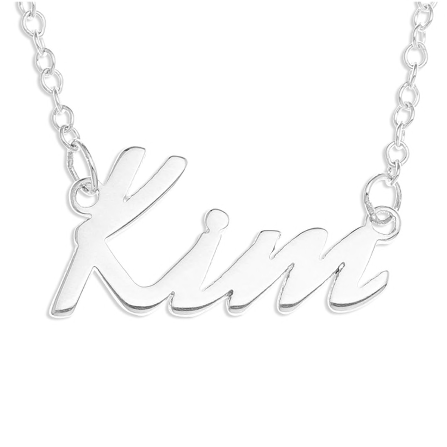 Kim Name Plate Necklace Pendent Sterling Silver female Personalized Custom gift