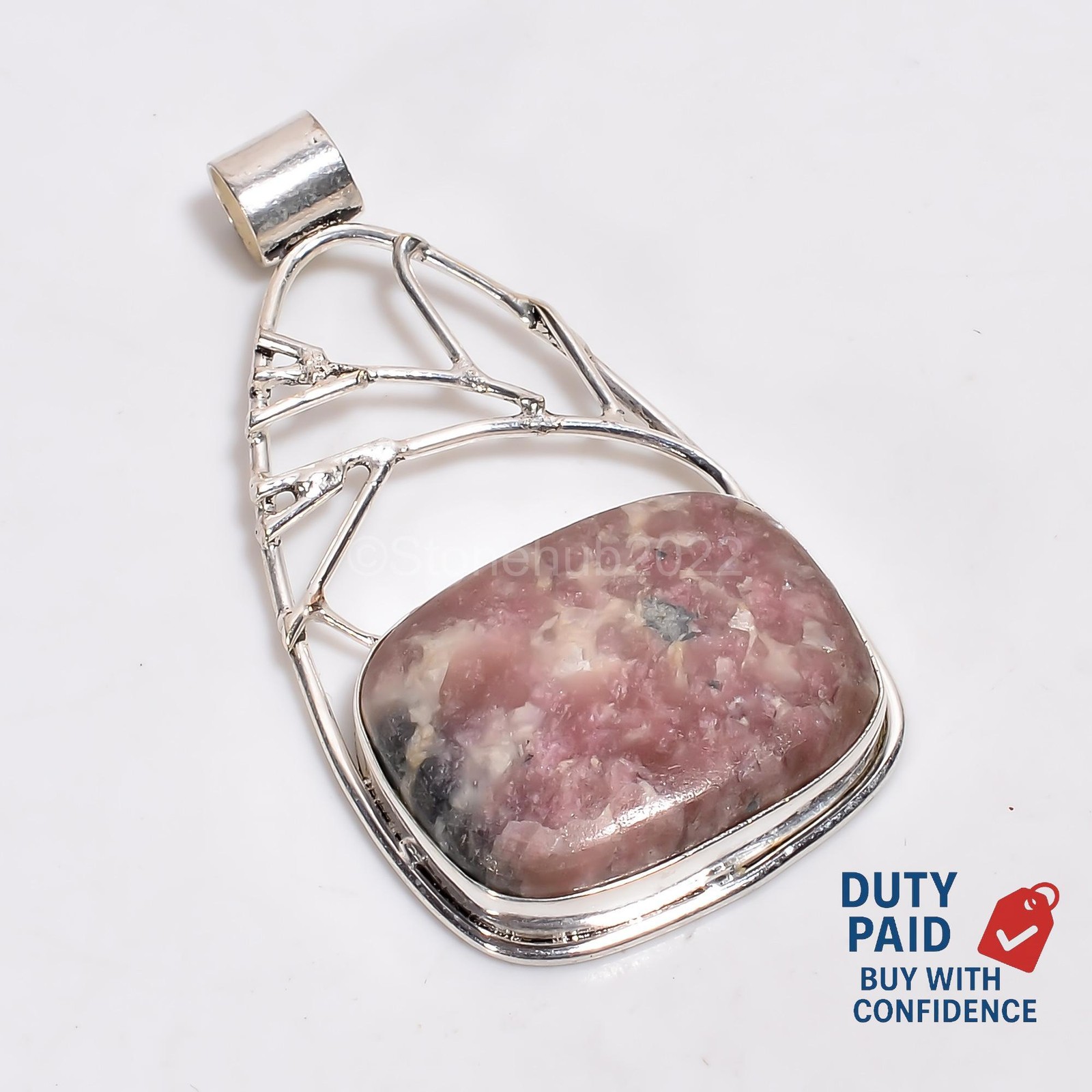 Sterling Silver Genuine Lepidolite Sister Anniversary Birthday Pendant Jewelry