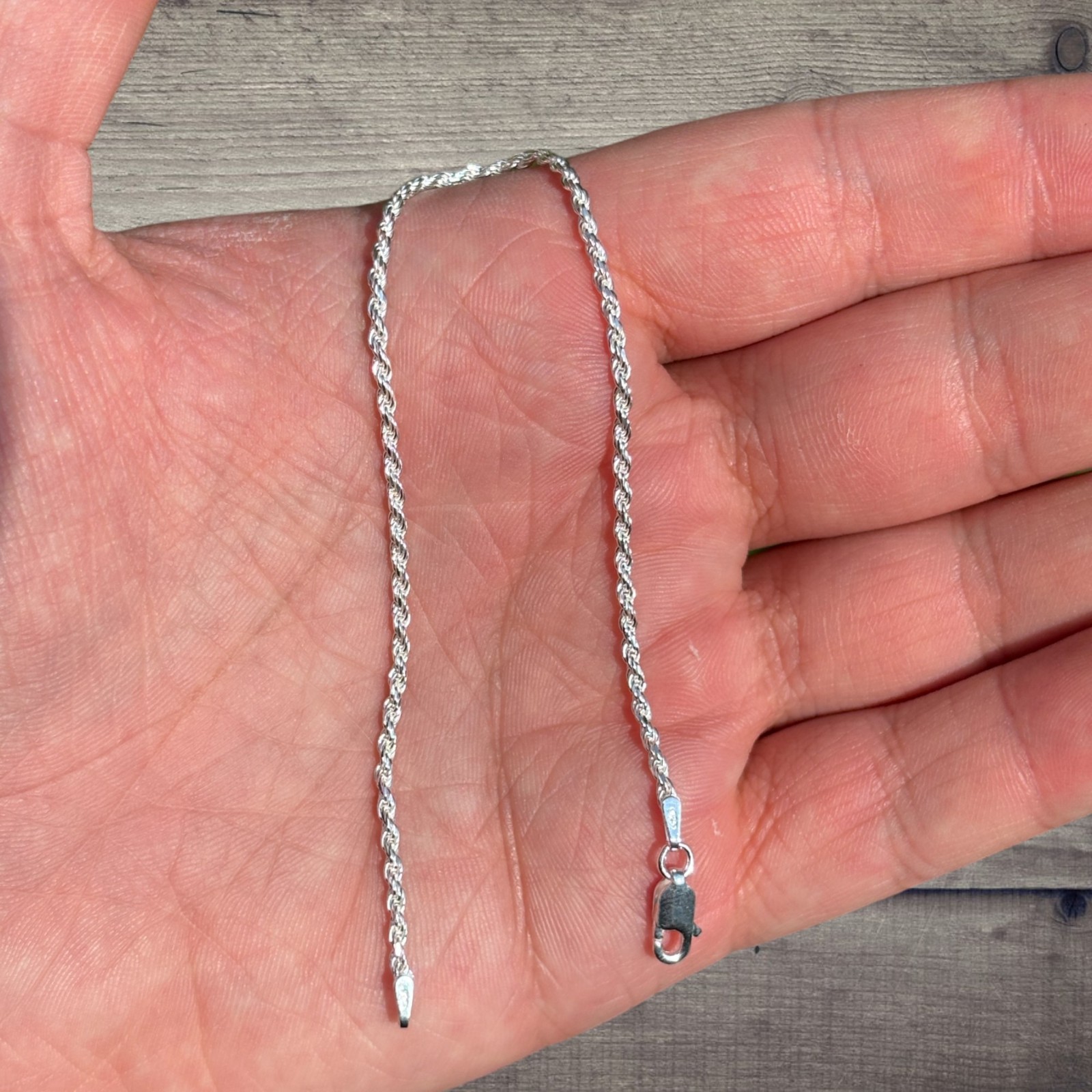 2mm Diamond Cut Rope Bracelet – Solid 925 Sterling Silver Or 14k Gold Vermeil