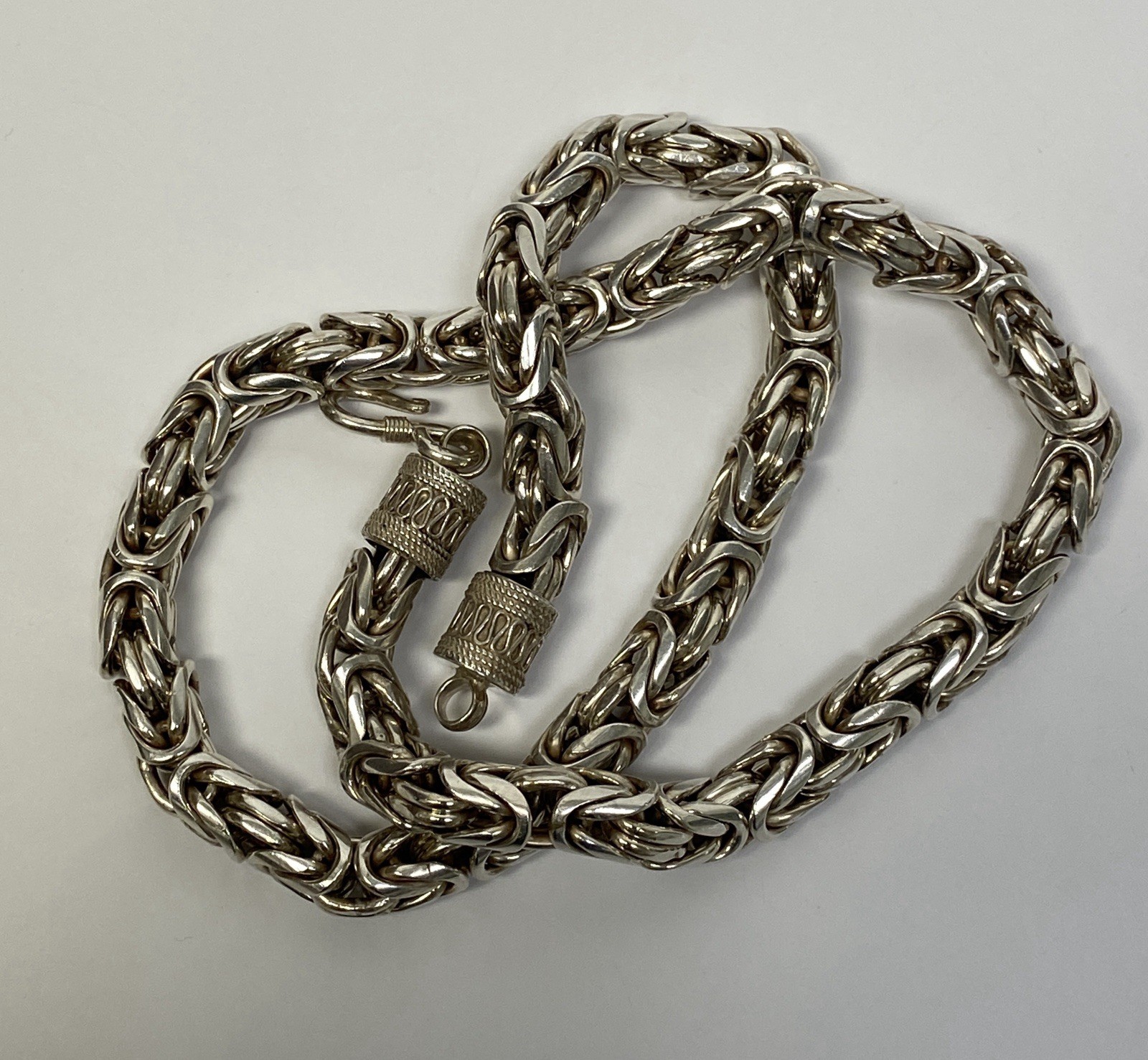 Men’s 9mm 24″ Byzantine Rope Chain Solid 925 Sterling Silver Hook Clasp 299.7g