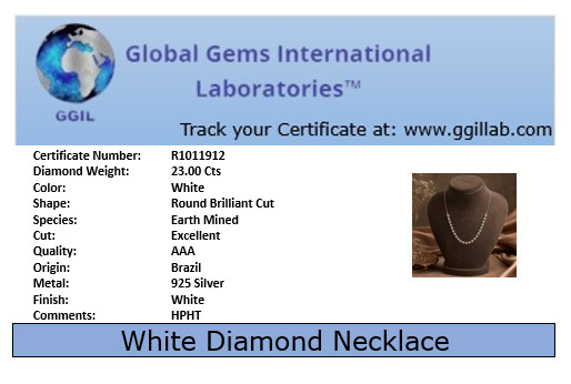 RARE 23 Ct White Diamonds Chain Necklace In 925 Silver – FREE DIAMOND STUDS