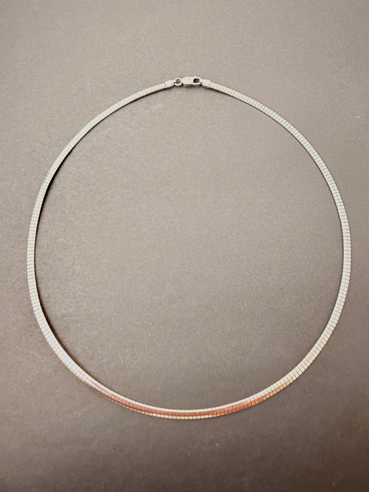 Omega Silver tone Necklace Herringbone 18”