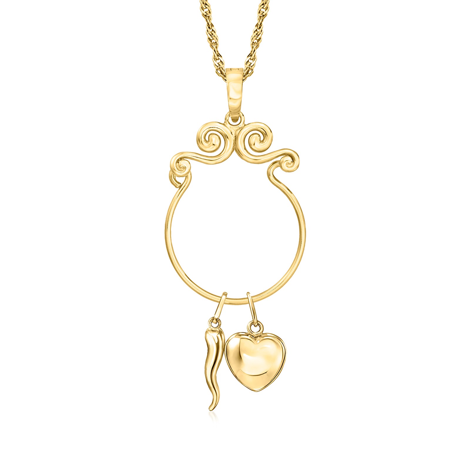 Ross-Simons 18kt Gold Over Sterling Scrolled Charm Holder Pendant