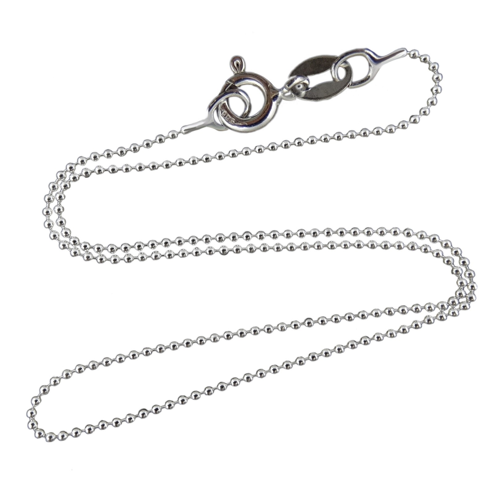 1mm Ball Bead Chain Necklace – 925 Sterling Silver – Thin Dainty 16″-30″