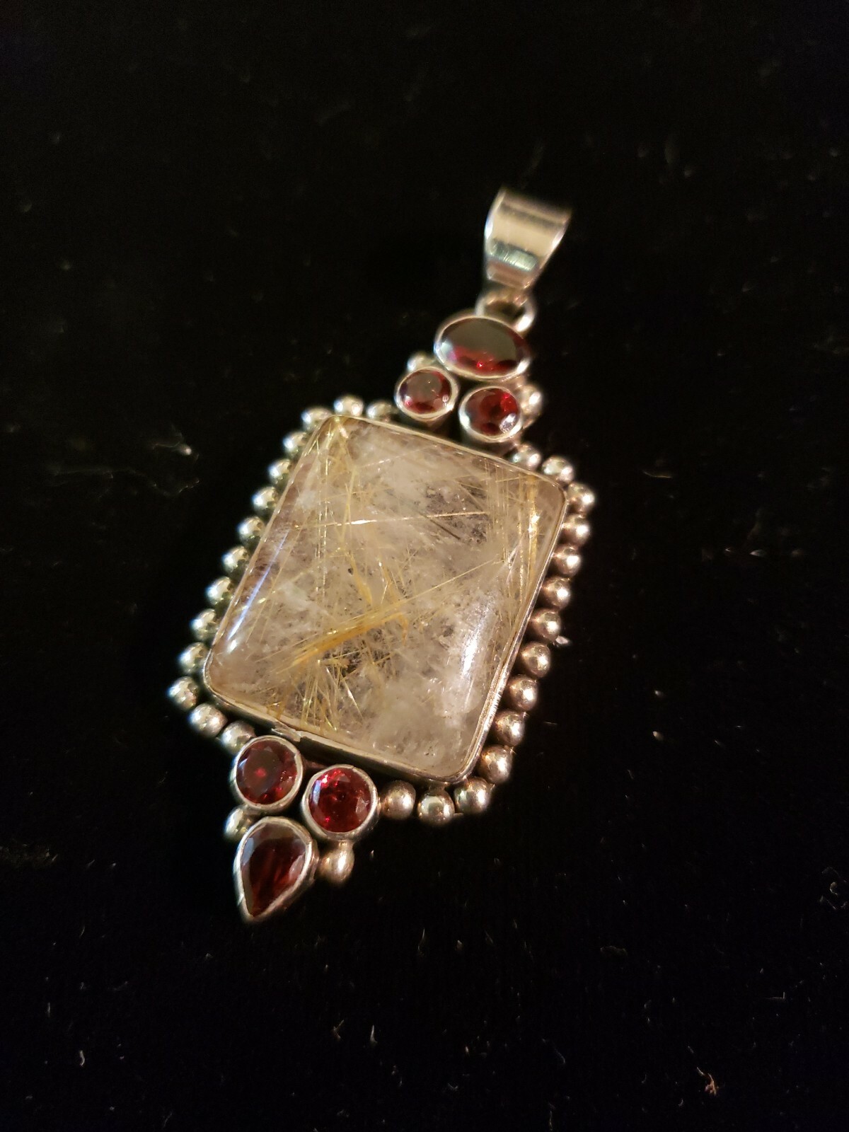Sterling silver pendant w/Rutilated quartz stone (15.50g) RK-7