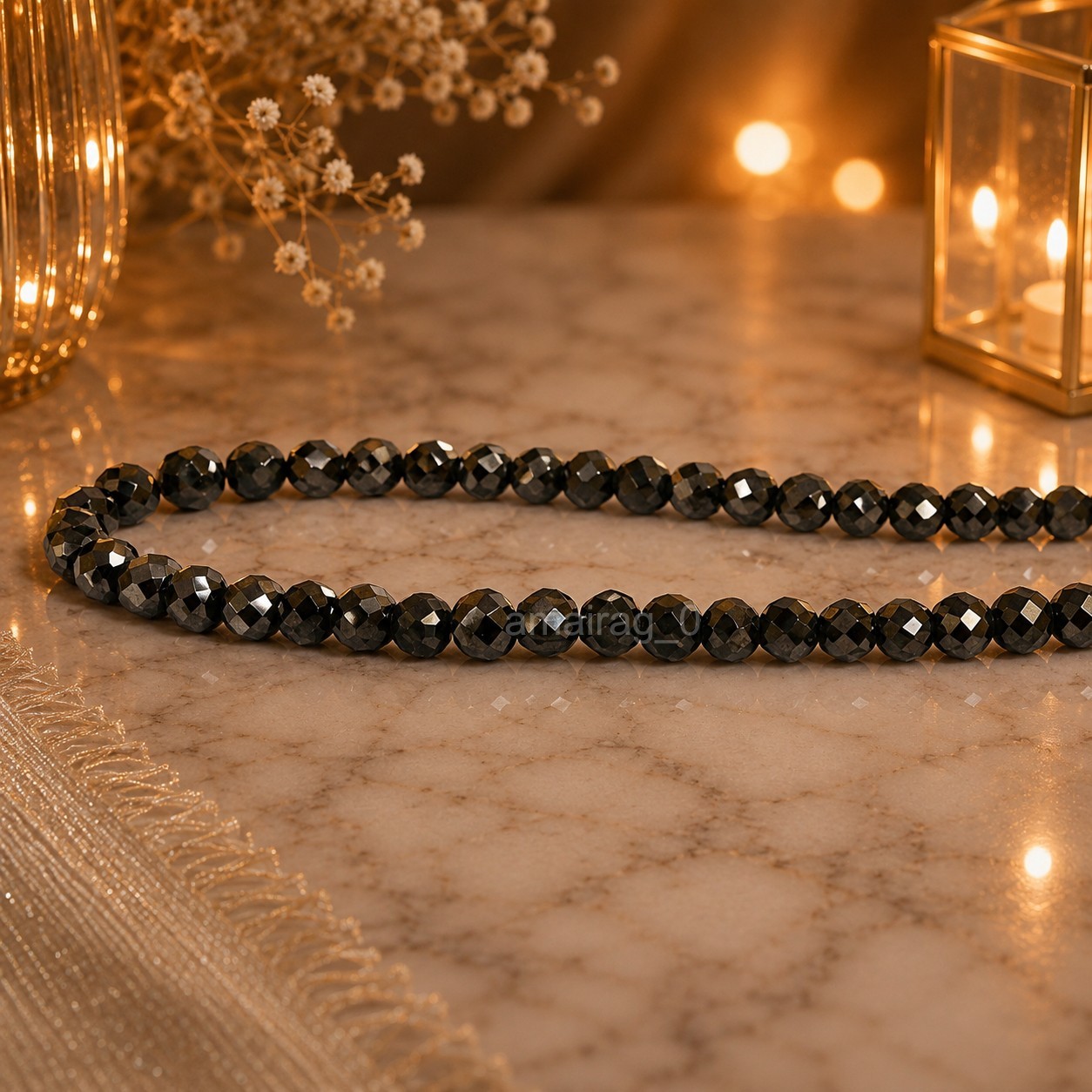 6mm 22″ Inches Black Diamond Necklace Round Faceted Quality AAA Certified