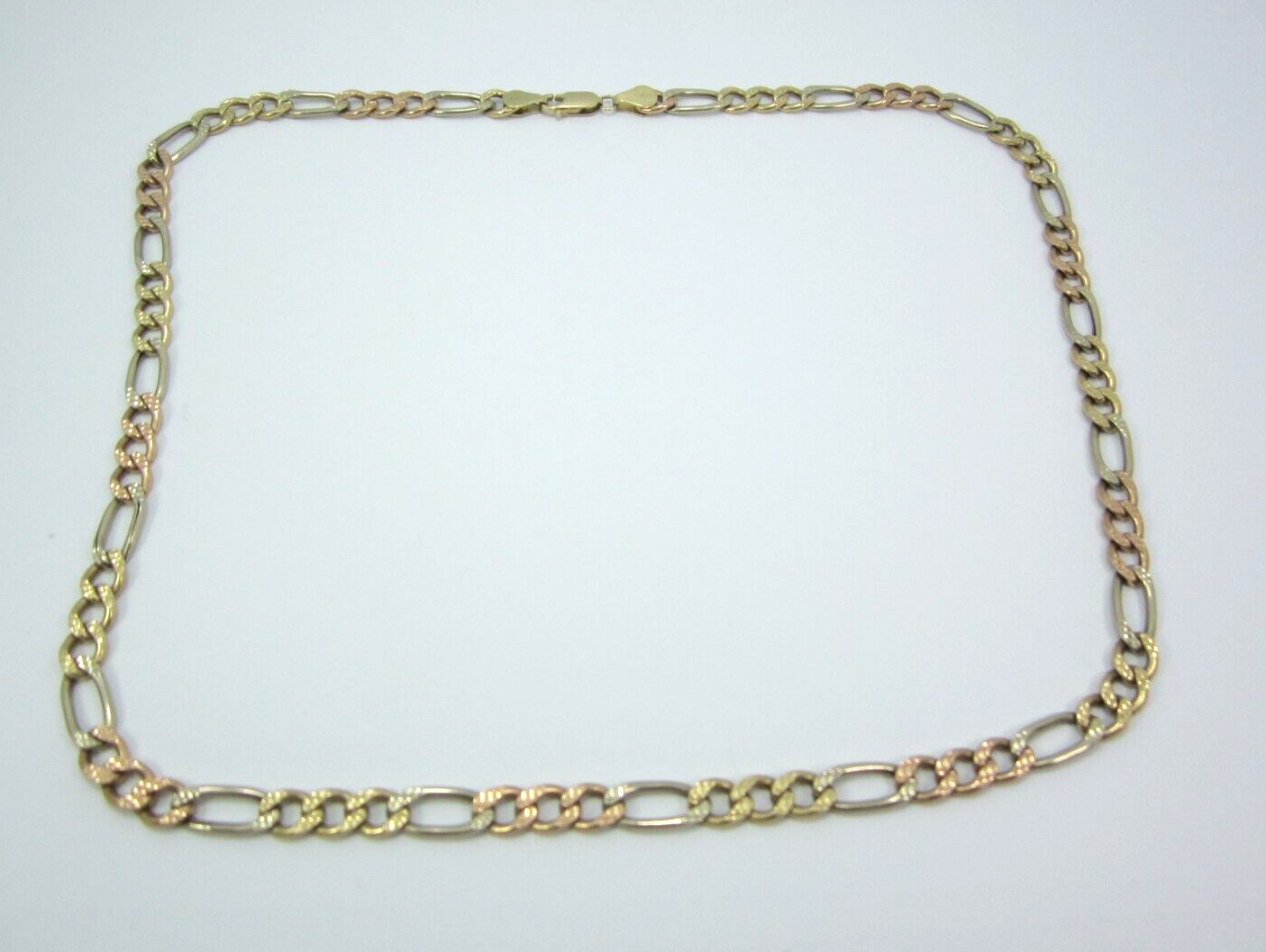 STUNNING MULTI-TONE GOLD (20″) FIGARO STYLE CHAIN NECKLACE 12.1G