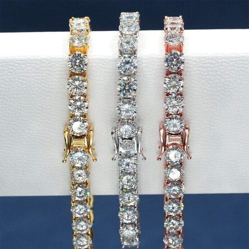 2-6.5mm 16-24″ VVS1 D Moissanite Tennis Chain Necklace 925 Silver Passes Tester