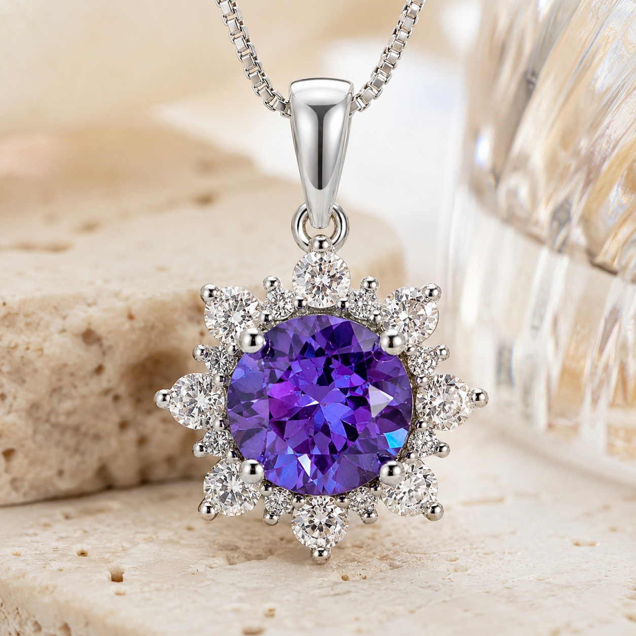 Alexandrite Necklace 925 Sterling Silver Color Changing Pendant Winter Jewelry