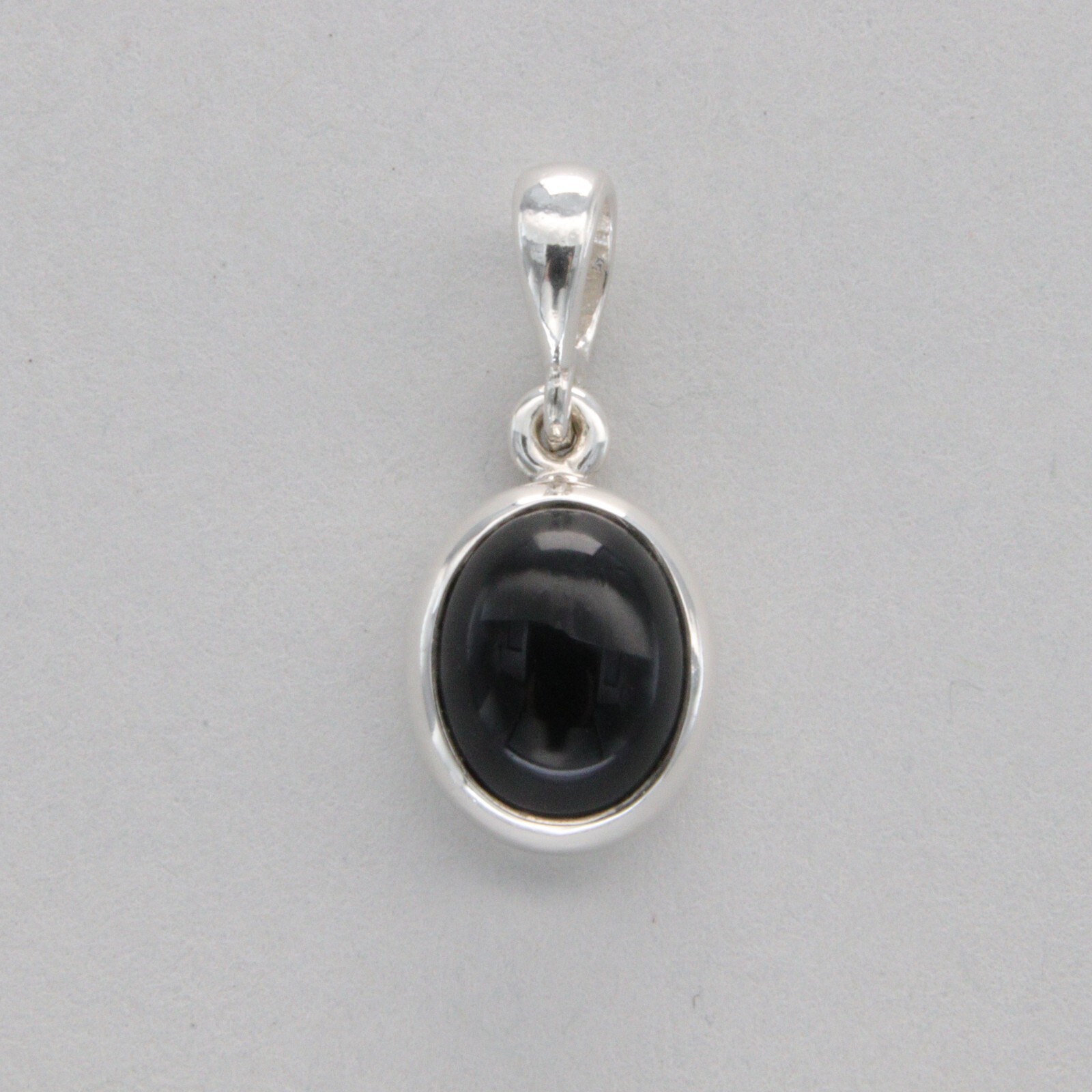 Oval BLACK ONYX Pendant – 925 STERLING SILVER Natural Genuine Gemstone #32e