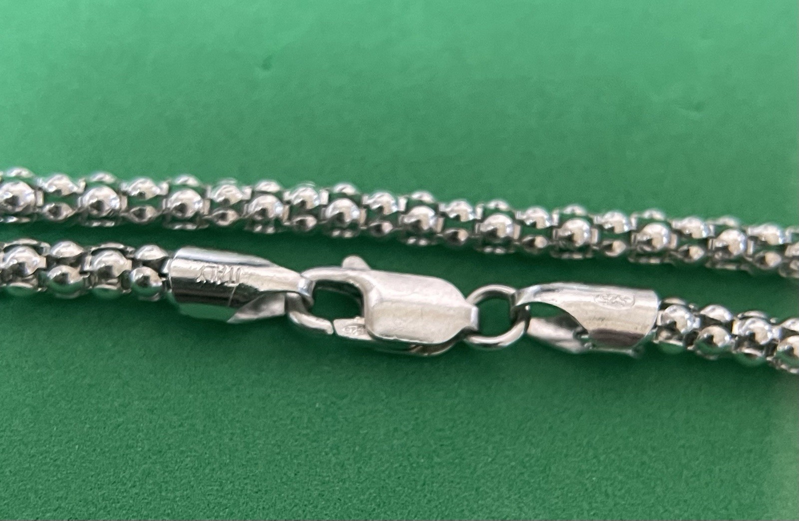 18” 3.4mm Sterling Silver .925 Popcorn Chain Necklace 7.7 Grams Made in Italy