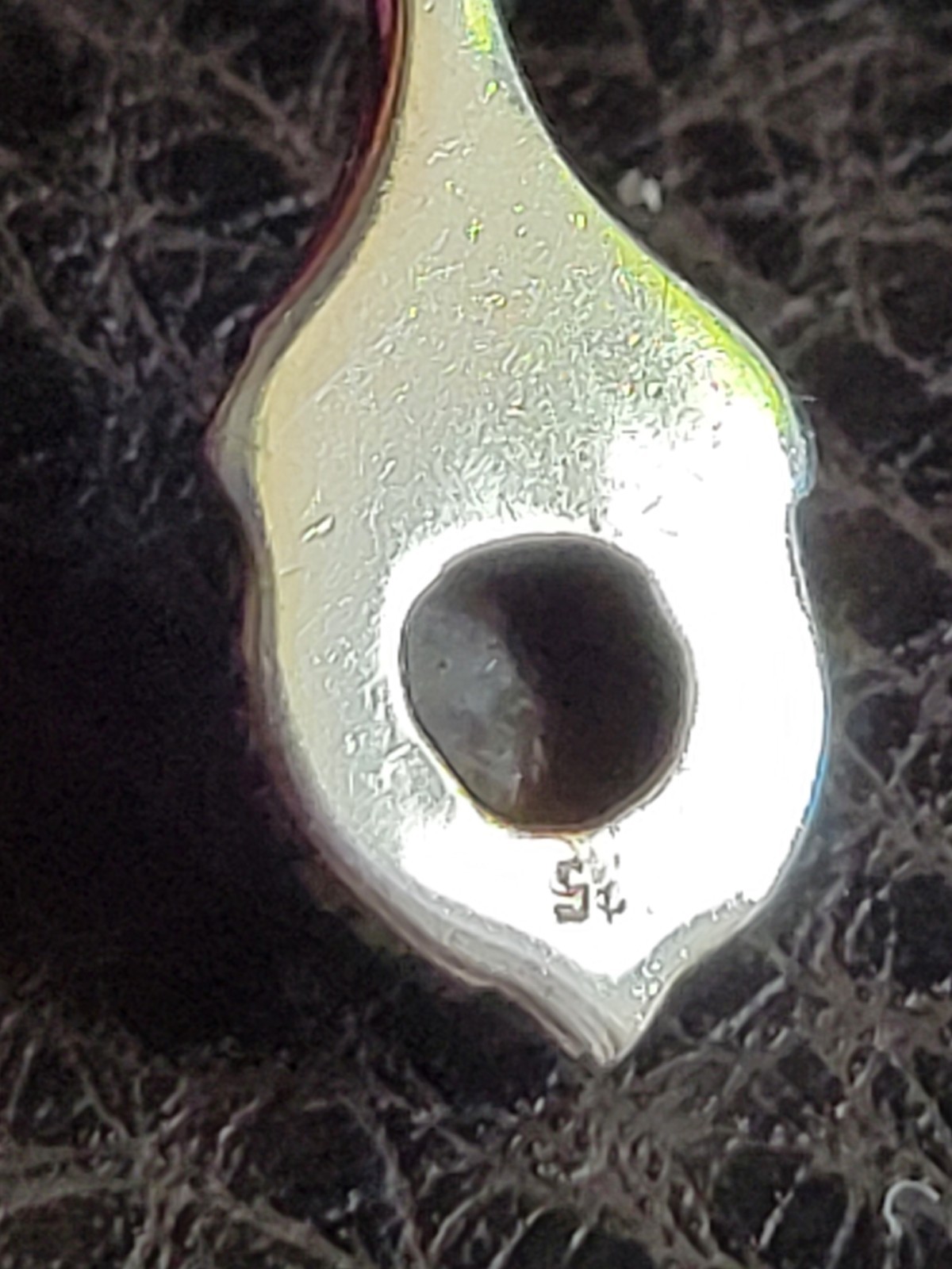 Sterling Silver Garnet Teardrop Cabochon Pendant Marked 925