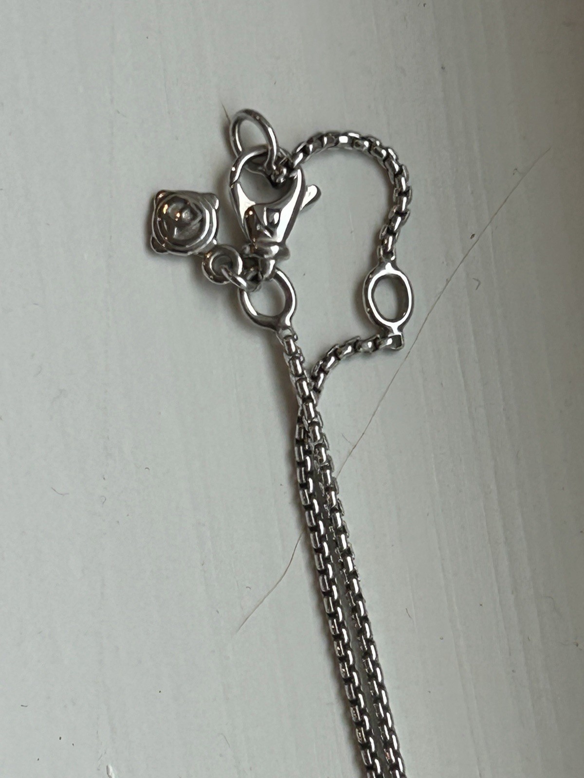 David Yurman Necklace Sterling Silver w Diamonds, 14.5mm. 17 length
