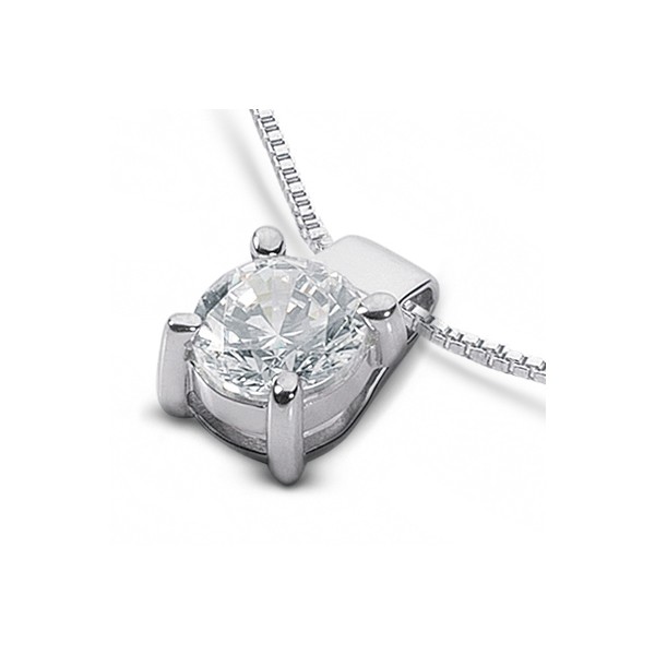 0.30ct I SI1 Round Natural Diamond White Gold Classic Solitaire Pendant