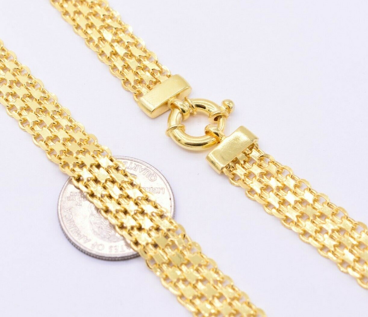10mm Diamond-Cut Bismark Chain Necklace 14K Yellow Gold-Plated Silver 925 ITALY
