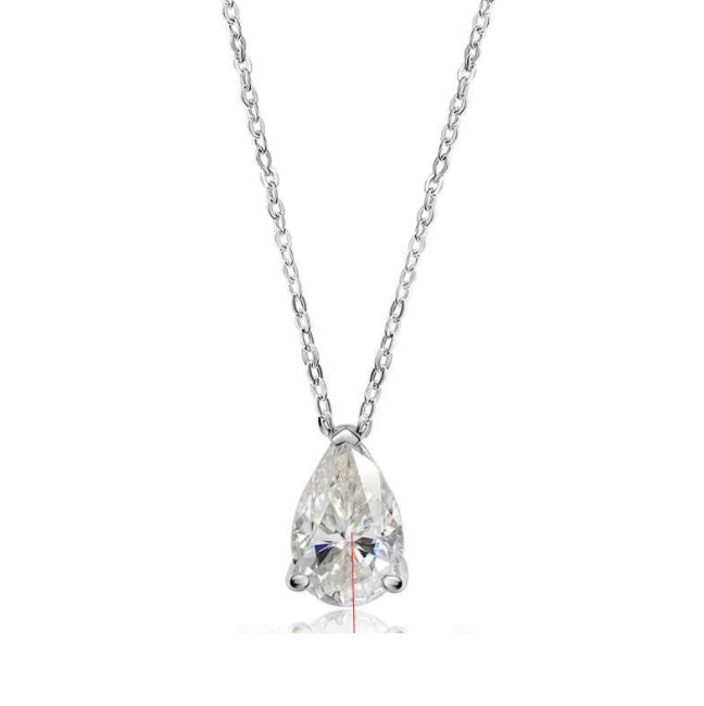 18k White Gold Plated 4CT Pear Cut D VVS1 Moissanite Necklace for Women Jewelry