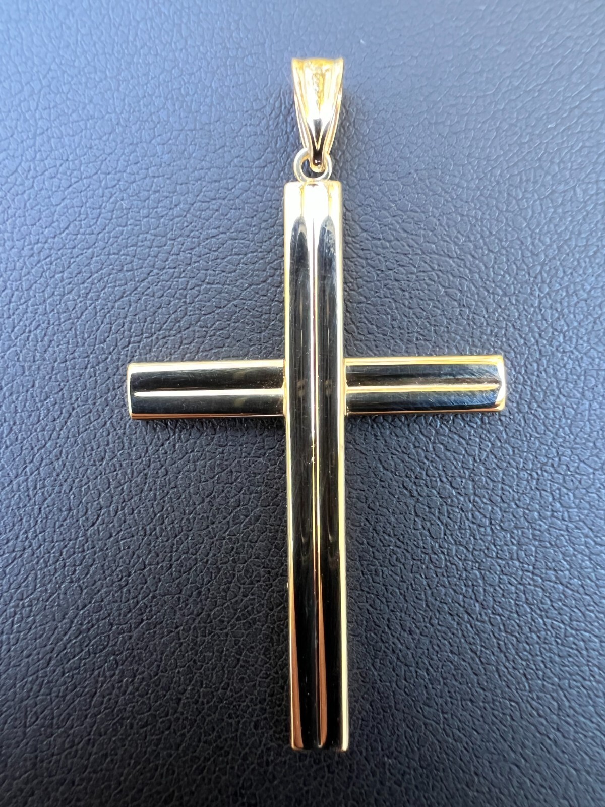 Real 14k Yellow Gold Plain Cross Crucifix Pendant Necklace Mens Ladies Large
