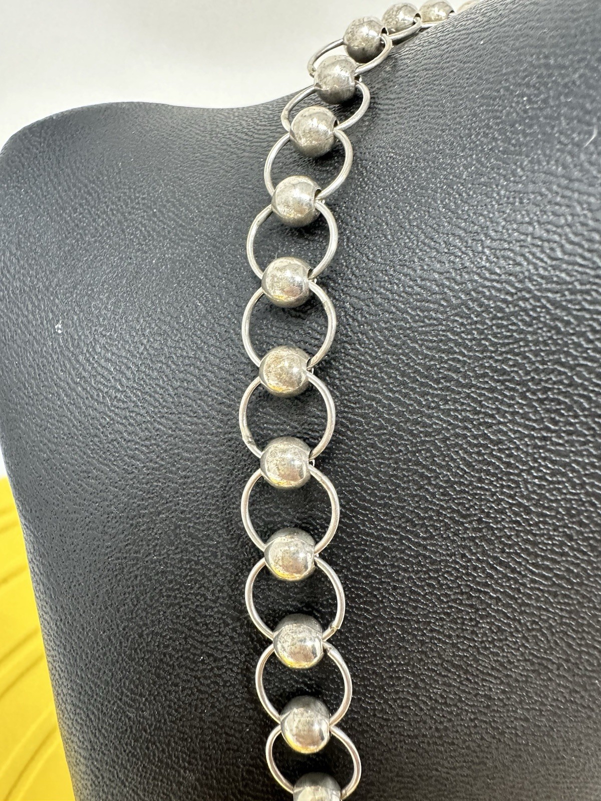 Sterling Silver Milor Rolo Bead & Circle Chain Choker Necklace Modern 20g 19 In