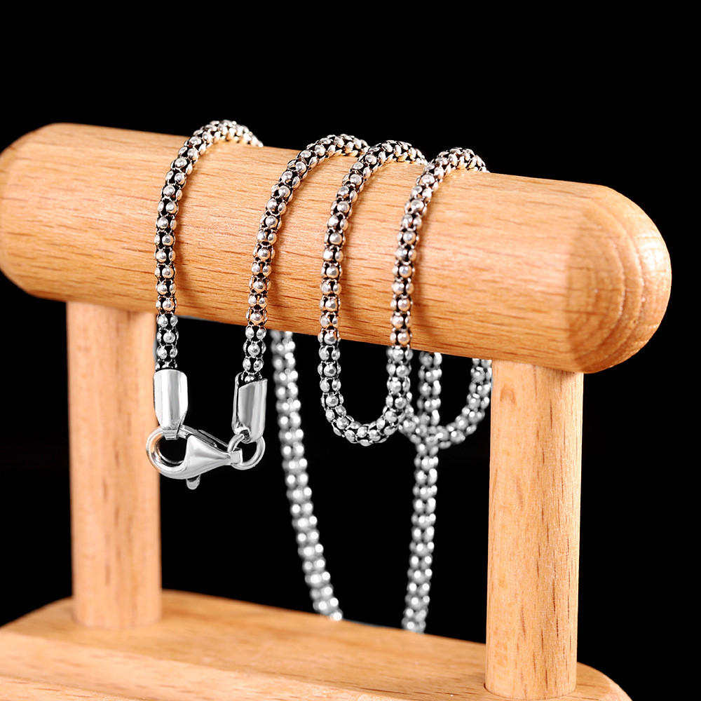 Pure 925 Sterling Silver Chain Men Women 1.5-2.5mm Popcorn Link Necklace 16-28in