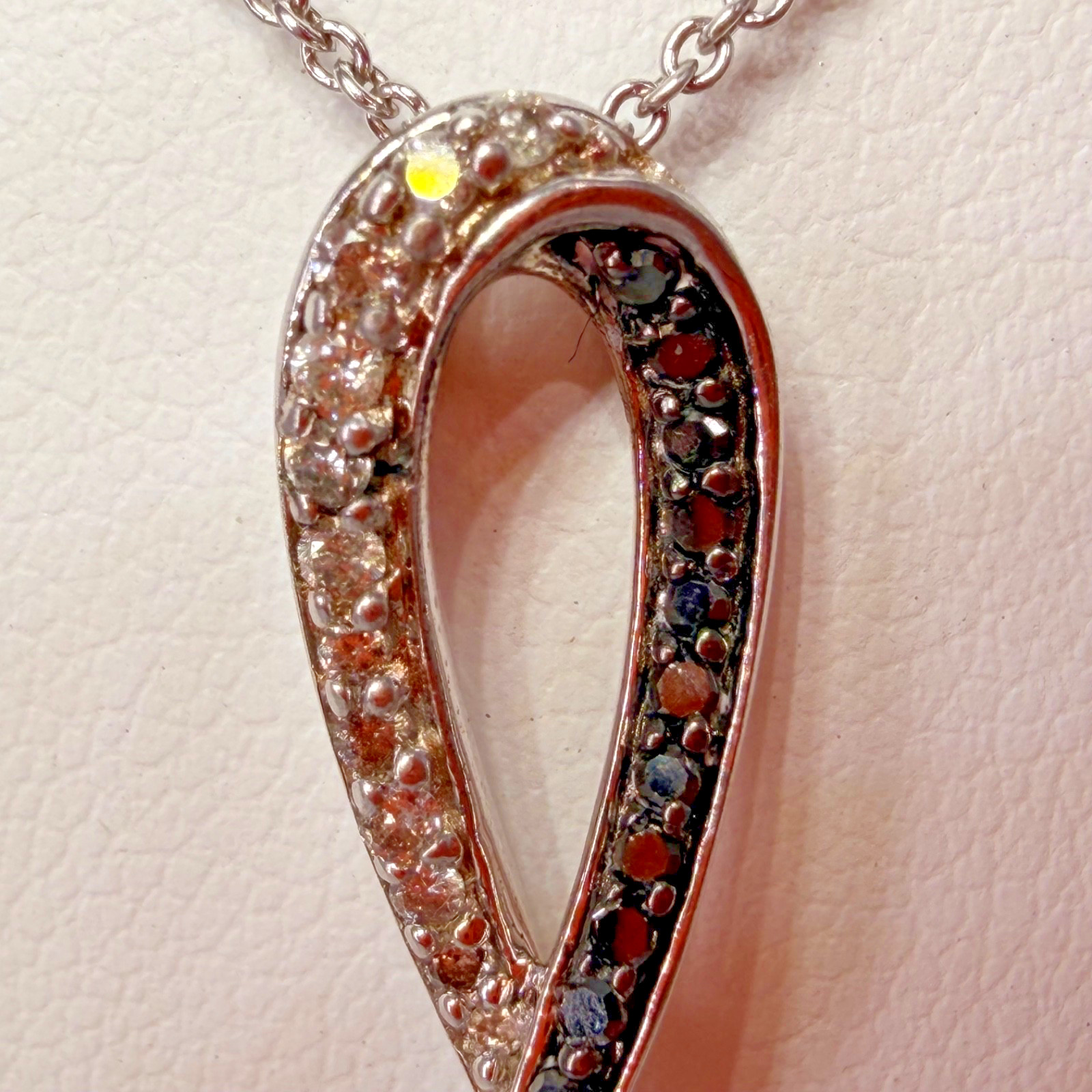 925 Sterling Silver Black & White Diamond Infinity Pendant Necklace 18″ TW 3.7g