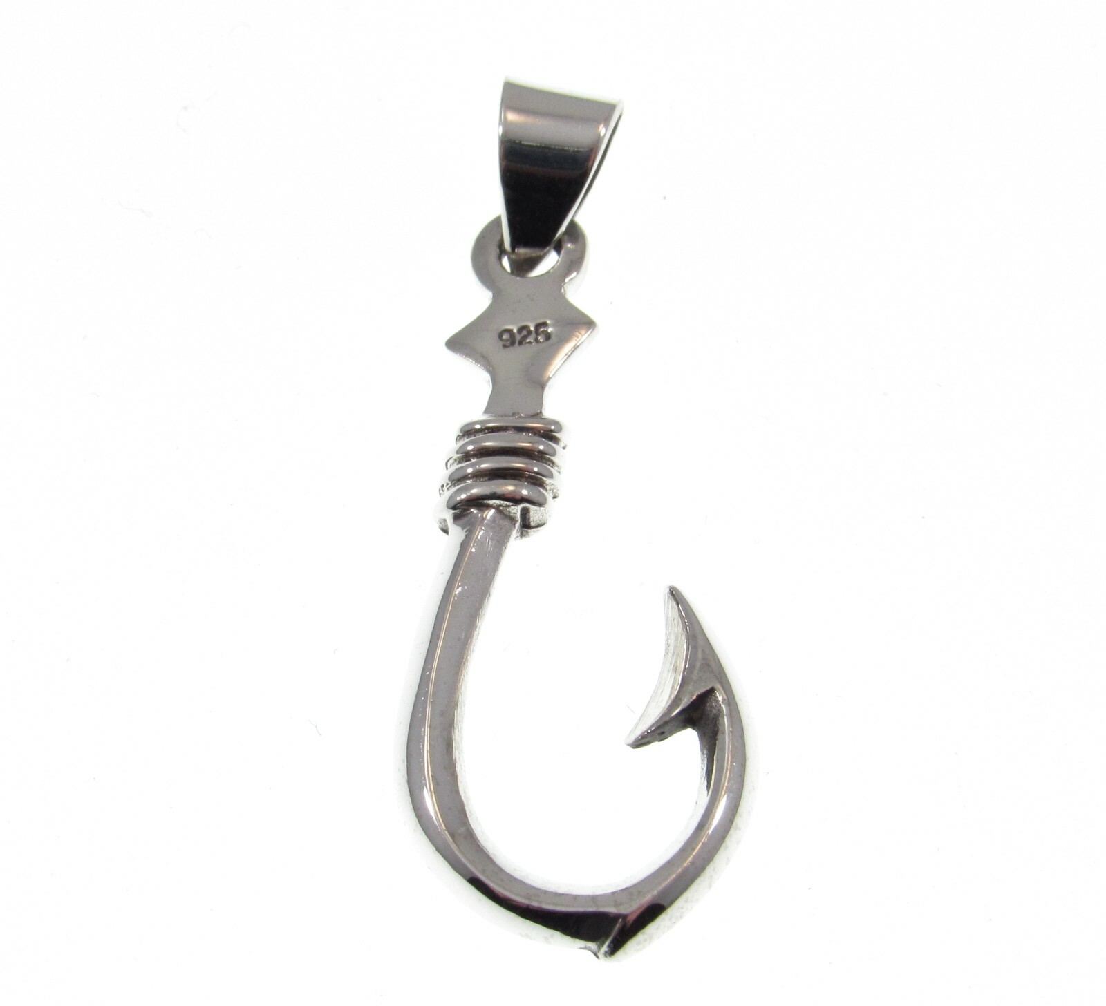 Handcrafted Solid 925 Sterling Silver 3D Nautical Barbed FISH HOOK Pendant