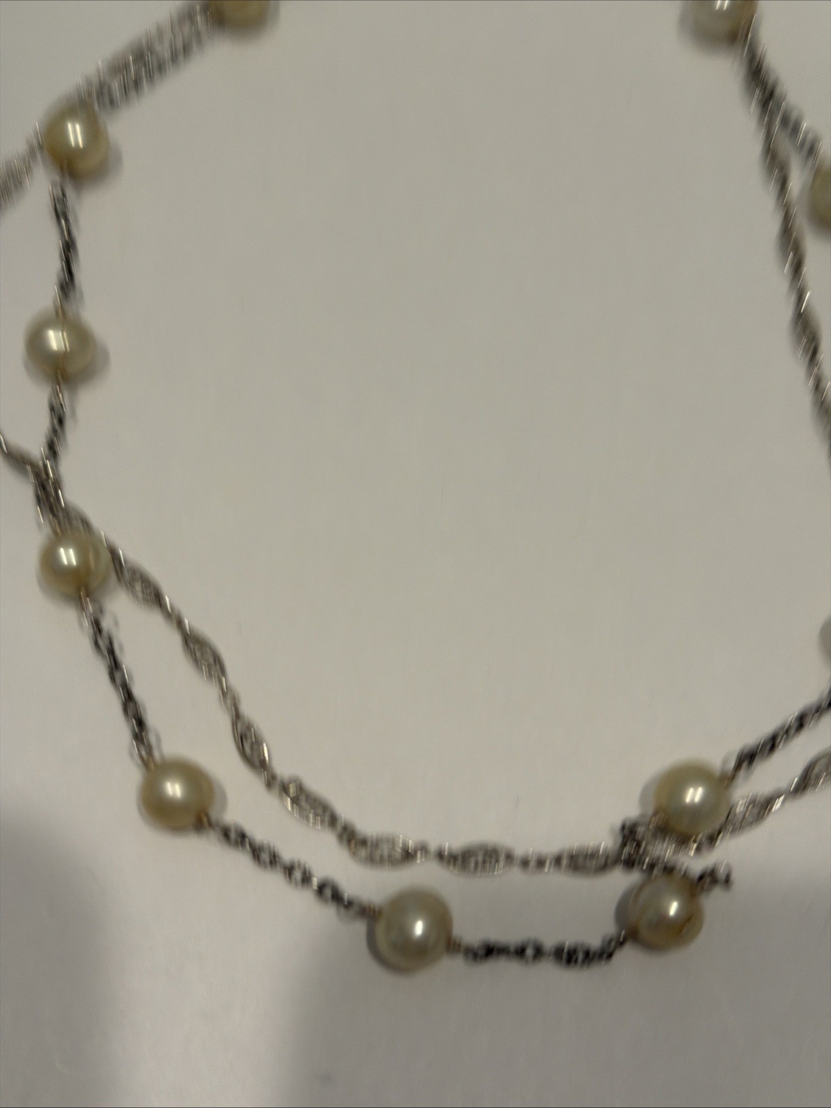 Freshwater Cultured Natural Pearl Silver Layered Multi Strand Necklace