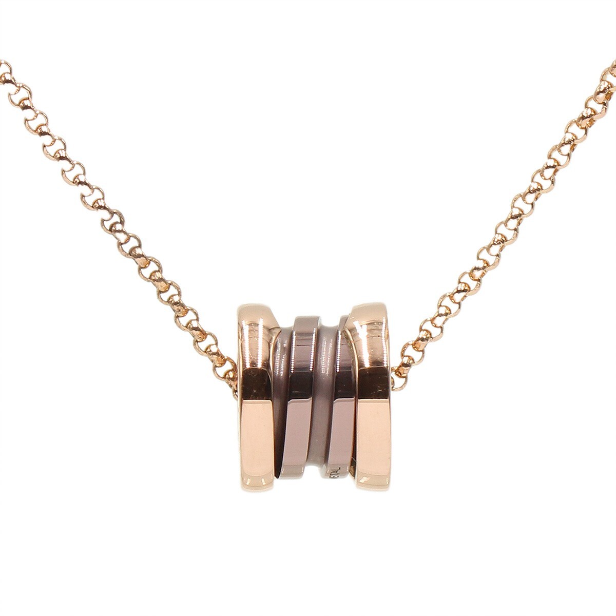 BVLGARI 18K Rose Gold Black Ceramic B-zero 1 Necklace Pendant Excellent K2960