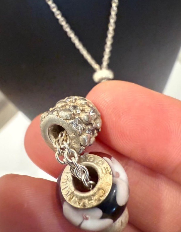 925 Sterling Silver Charm Pendant Lariat Chain Necklace 16.0g