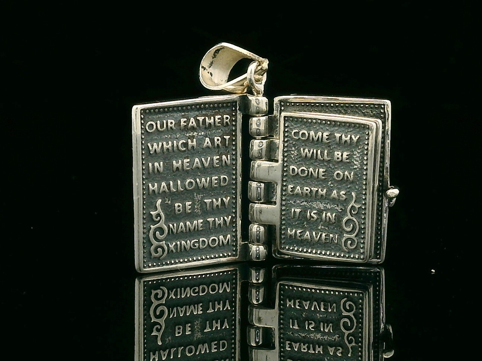925 Sterling Silver Bible Necklace with The Lord’s Prayer