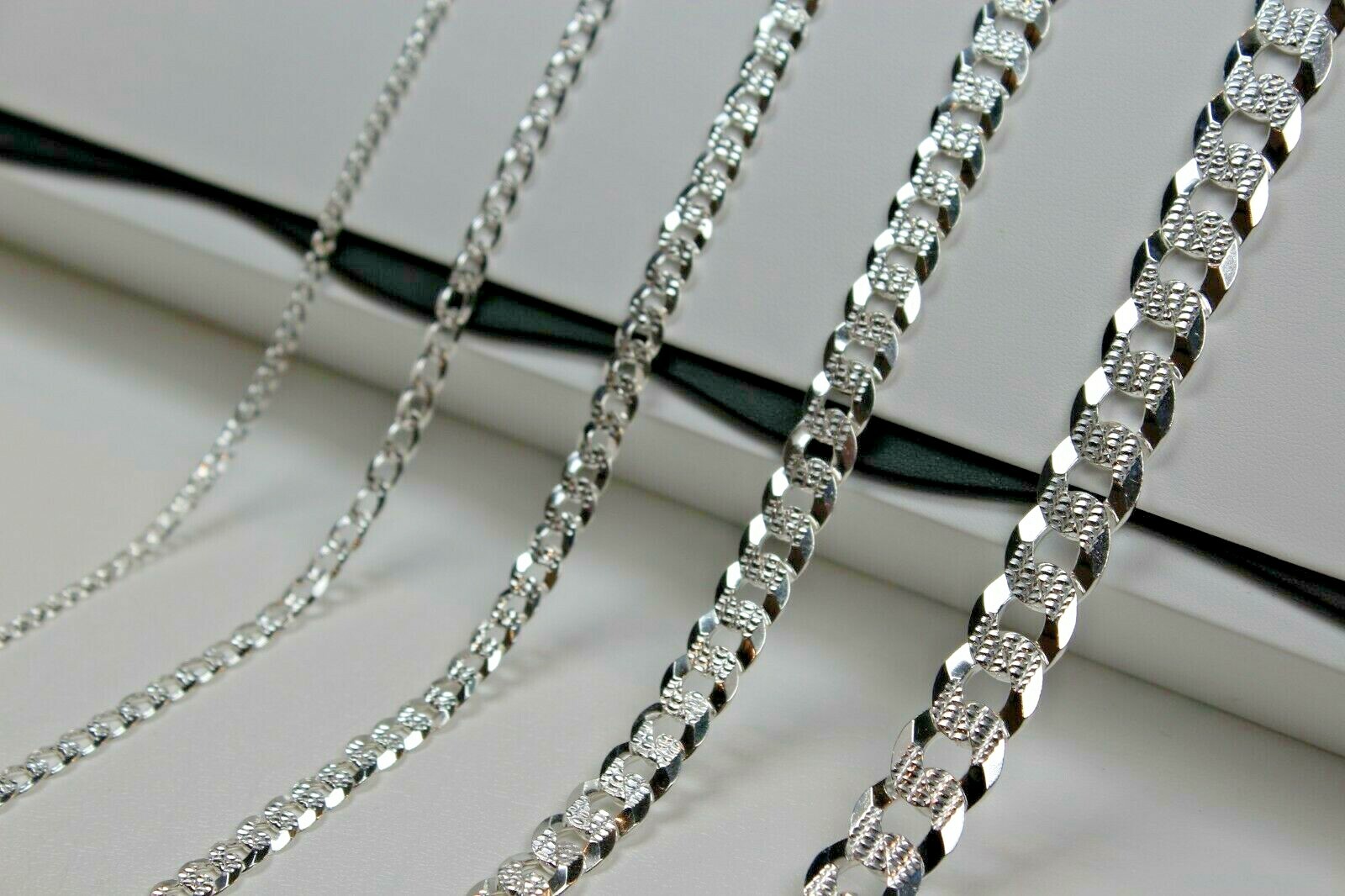 ITALY 925 SOLID Sterling Silver Diamond-Cut CURB Chain Necklace or Bracelet