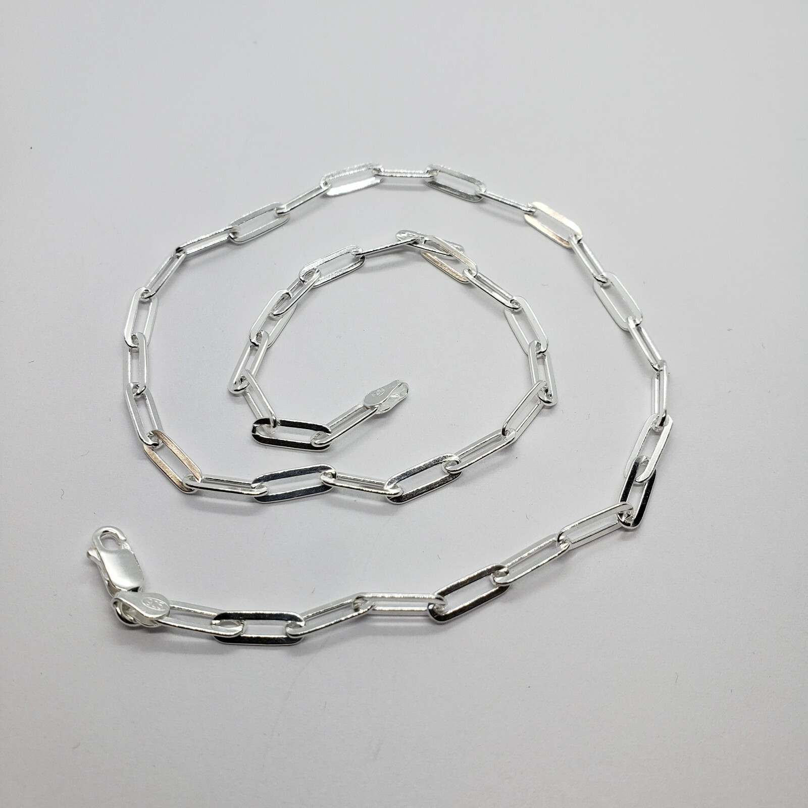 925 Sterling Silver Paperclip Chain Necklace Bracelet Italy 4mm Sizes 7-30 inch