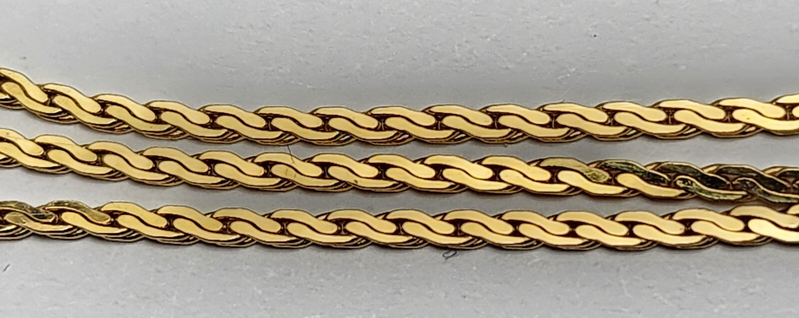 Unique 14K Solid Yellow Gold Designer Flat Link Chain Necklace 16.25″ Length